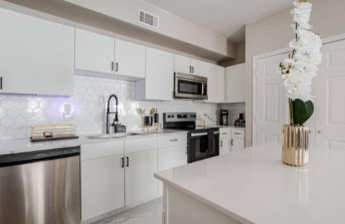 Downtown Oklahoma City Apartamento | 2BR2BA Luxury Apt in Bricktown,Walk to Riverwalk & OU Med Center w Gym & Pool