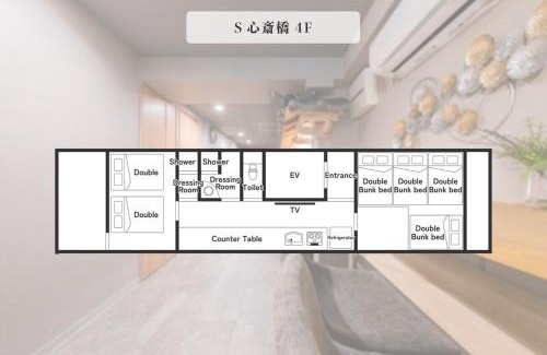 Higashishinsaibashi Apartamento | 4階 ホテル福 道頓堀に位置する宿 ベッド9台 シャワー2台 観光に最適