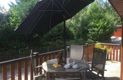 Bridgnorth Cabina | 4 estrellas de lujo Lakeside Pine Lodge (con sauna) en el establecimiento de Shropshire aislada