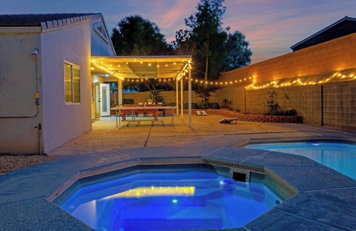 North Las Vegas Casa | 4BD Spacious Backyard, Arcades, Pool, Spa, Golf