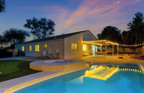 North Las Vegas Casa | 4BD Spacious Backyard, Arcades, Pool, Spa, Golf