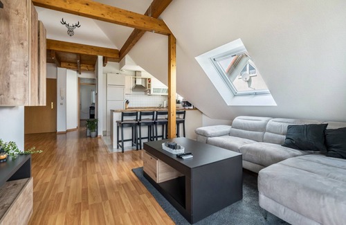 Doberschau Apartamento | Apartamento 'Ferienwohnung Doberschau' con vistas a la montaña, terraza privada y Wi-Fi