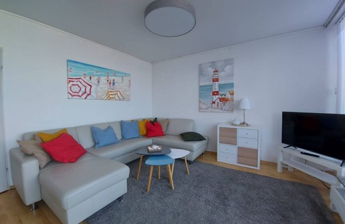 Schilksee Apartamento | Apartamento 'Segelparadies Mit Ostseeblick' con vistas al mar, balcón y Wi-Fi