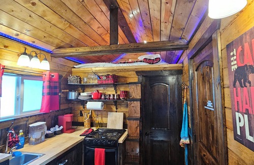 Thorpe Westwood Casa | Black Bear Bungalow:Cozy tiny home in enchanting wooded Spokane with AC
