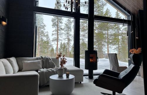Akaslompolo Villa | Black Villa, Aurora View Bath & Sauna, Private Design Villa in Lapland