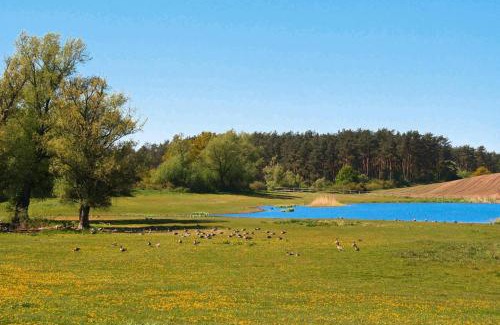 Klein Labenz Casa | Blauer Bungalow am See mit Boot