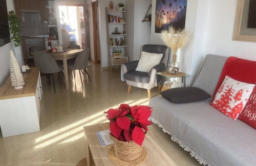 Bolnuevo Apartamento | Bright apartment in Bolnuevo, with terrace and swing. sea views.