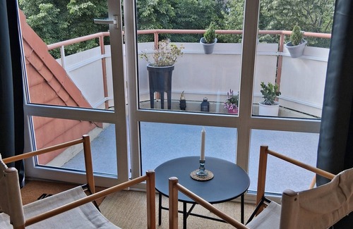 Travemuende Apartamento | Bright, cozy 1-room apartment with spacious eat-in kitchen and balcony with evening sun