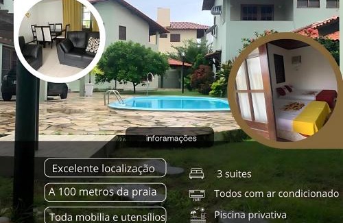 Barra Mar Casa | Casasveraneio casa com 3 Suites com ar condicionado à 100m da Praia de Barra De São Miguel, 8 minutos da praia bonita e a 3 do gunga , área de lazer privativa com piscina e churrasqueira!