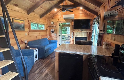 Altamont Cabina | Cozy 1 BR cabin 100 feet from the Linville River near Newland, NC. EV charger