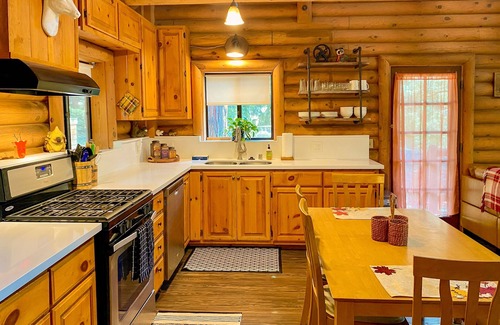 Pine Cove Cabina | Dog-friendly cabin in the woods with WiFi, wood stove, and private washer/dryer