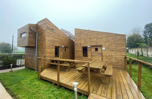 Fiefs Cabina | Ecolodge de la Lys à Fiefs (62) - Low-cost wooden cabin for 4 people.