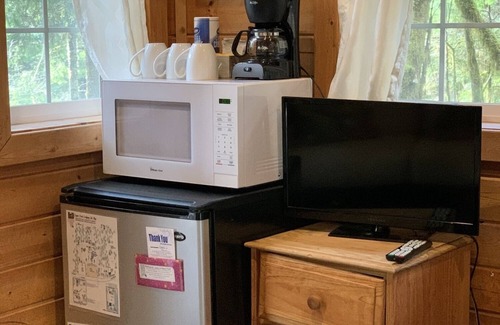Ashford Cabina | Experience a custom built tiny home cabin near Mt Rainier National Park. It sleeps up to three! Firepit, access to shared hot tub, walking distance to Copper Creek Restaurant