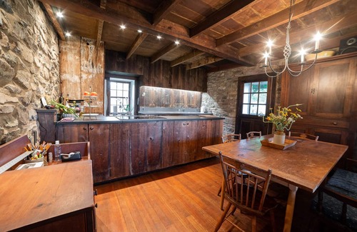 Baptistown Casa | Historic Stone Farmhouse w/ Pool and Wood-Fired Hot Tub on 13-acre Property