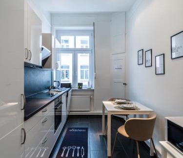 Wiesbaden Apartamento | Hochwertige Altbauwohnung im modernen Stil in Wiesbaden - Küche - Terrasse - WLAN - Zentral