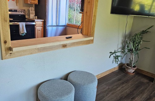 Tia Juana Cabina | Hot tub, boat dock and lakeside with this snug small cabin. TINY BEDROOMS