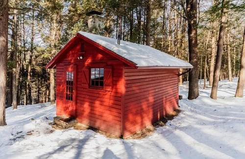 Milford Cabina | Knotty Pine Charming Cabin con chimenea de piedra en 575 Acre Preserve