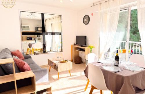 Les Hauts de Canet Apartamento | L'échappée verte - T2 - Confort -Piscine - Tennis- Parking - Climatisation - SudSéjourConciergerie