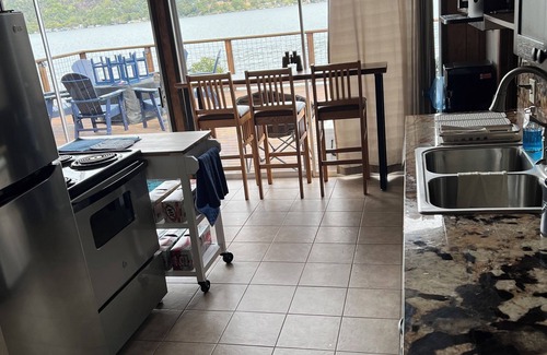 Clearlake Casa | Lakefront Cabin with A/C, Private Beach, Boat Launch & 180° Views of Clear Lake