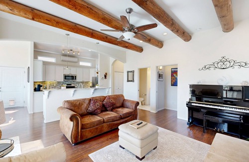 Southside Casa | Modern Adobe Home w/ Mountain-View Balcony, Short Drive Downtown