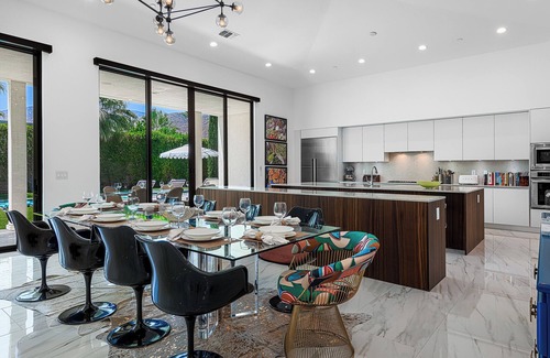 Palm Springs Casa | Modern Villa In Guard-Gated Community, Solar, Lap Pool, Spa, Casita, Pizza Oven