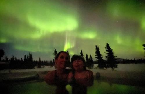 Healy Casa | Northern Lights from Hot Tub, Denali National Park