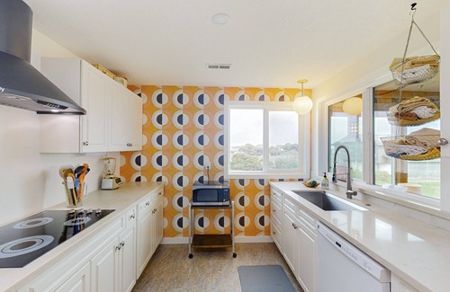 Bandon Casa | Ocean view 70s-themed home with beach access, grill, funky interior, & W/D