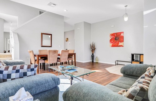 Marbella Casa | Palm-lined home with enclosed pool, game room, washer/dryer & AC - dog-friendly