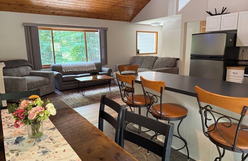 Walloon Lake Cabina | Peaceful cabin hideaway with fire pit & hot tub only 3 blocks from Walloon Lake