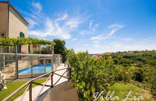 Boccheggiano Casa | Exclusiva casa con piscina climatizada manta vista panorámica al mar
