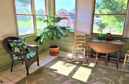 Brookline Station Casa | Private Pool Still Open at The Redemption Ranch: fire pit, sunroom