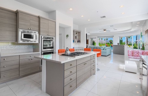 Palm Springs Casa | Putting Green, Saltwater Pool & Spa, 4 Fire Pits, Hammocks, Universal EV Charger