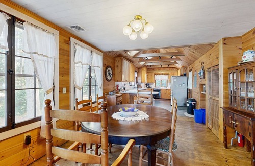 Meredith Casa | Quintessential lakefront home with woodstove, beach access, dock & washer/dryer