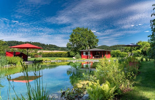 Hessisch Oldendorf Chalet De Esquí | Romantic Wooden Lodge, detached, absolutely quiet, natural swimming pool, sauna