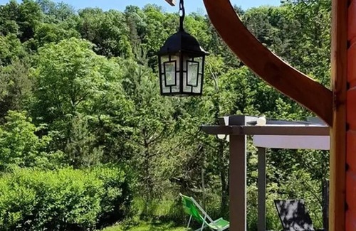 Saint-Paulien Cabina | Camping La Rochelambert **** - Roulotte du Velay Confort 2 habitaciones 4 personas