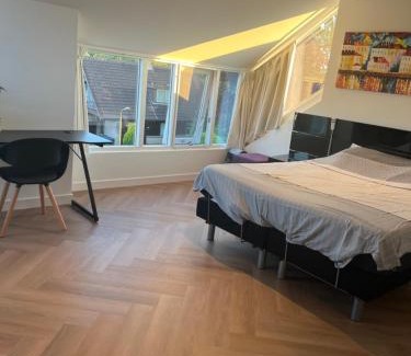 Leeuwarden Casa | Ruime slaap kamer met werkplek en privé badkamer bij Jacqueline
