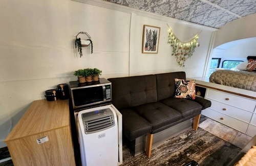 Bitely Casa | Rustic Converted School Bus with Outdoor Shower Near ORV Trails in Manistee National Forest, Michigan