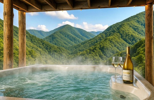 Burnsville Cabina | Scenic Family Getaway, Hot Tub, Theatre, Game Room, Pet Friendly & Elopements OK