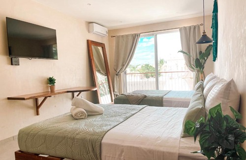 Ejidal Apartamento | Suite F tortuga, equipada, 5min de la 5ta en auto