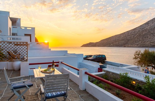 Kamares Casa | Casa de la familia del mar, vista de la puesta del sol, patio de recreo