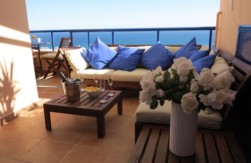 Mojacar Apartamento | TOPLIGGING: ático de lujo, golf, terraza 180 ° fantásticas vistas al mar, Wifi gratuito