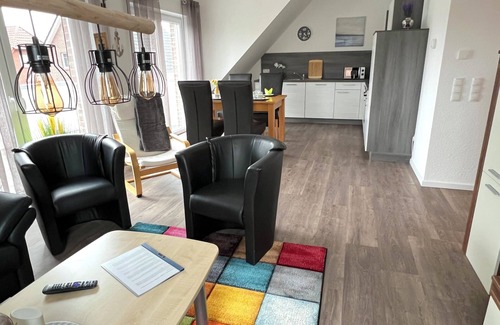 Papenburg Apartamento | Vacation apartment "Aurora" Papenburg Large balcony EBK New building 74 sqm Free Wifi 2 bedrooms
