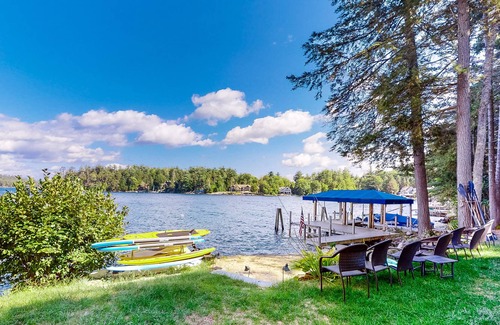 West Alton Casa | Waterfront home on Lake Winnipesaukee - private hot tub, sandy beach & boat dock