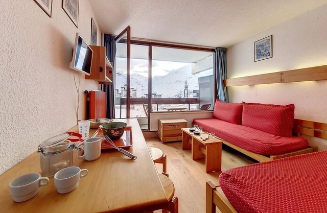 A 100m de las pistas de esquí, 5.o piso, vista pistas, balcón, tv, local para esquís, 24m²