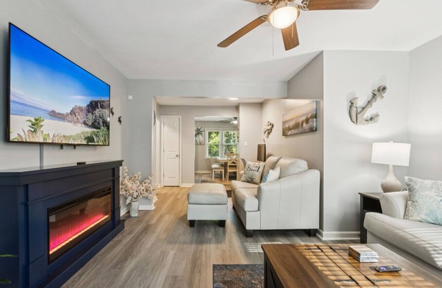 Beachy Haven Duplex - 3BR/2BA, Pet-Friendly with Firepit