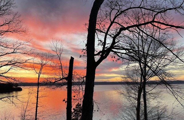 Lago Kentucky, hermosa vista del lago y las águilas aéreas frecuentes