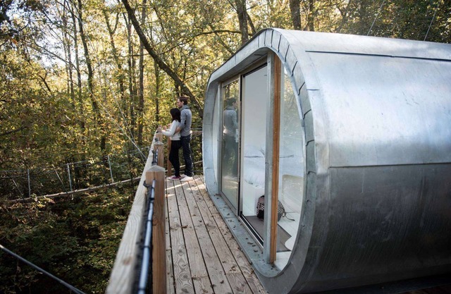 Cabaña Le Module – Cabaña suspendida a 12m, sensaciones fuertes y vista impresionante del bosque