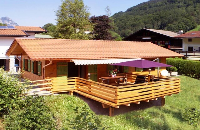 Chalet para 1-2 personas, casa de madera de nueva construcción, 65 m², ducha / WC, terraza, TV, W-LAN, dormitorio separado, no fumador