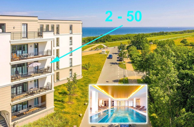 Cómoda suite grande, piscina y sauna, a 30 metros de la playa, gran balcón orientado al sur