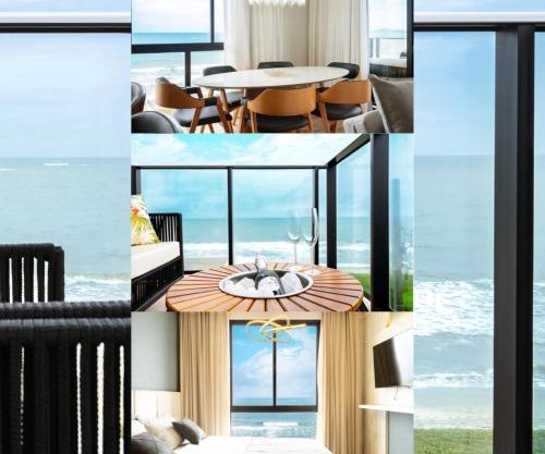 Conforto e Estilo Vista para o Mar Hidromassagem Wi-Fi Ar Condicionado Vaga Privativa e a Passos da Praia